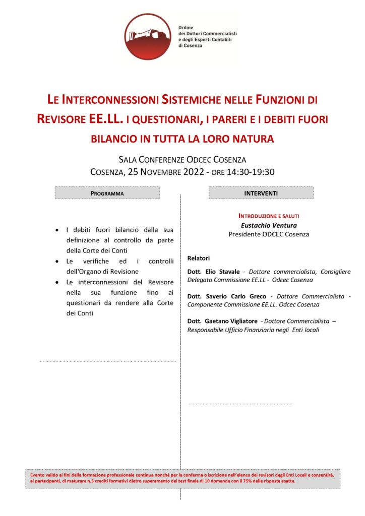Locandina corso formazione debiti fuori bilancio
